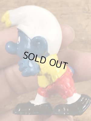 70年代頃のスキーをしているスマーフのビンテージのPVCフィギュア