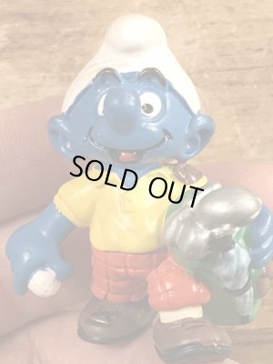 90年代頃のゴルフをしているスマーフのビンテージのPVCフィギュア