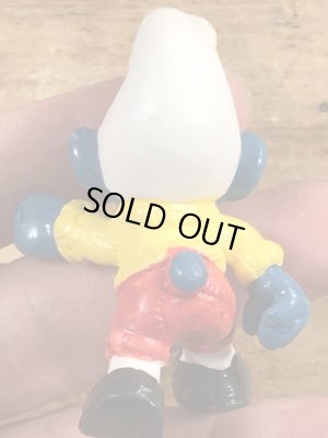 70’sのスキーをしているスマーフのヴィンテージのPVC製フィギュア