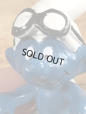 70’sのゴーグルをしたスーパースマーフのヴィンテージのPVC製フィギュア