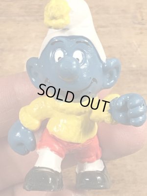 70’sのスキーをしているスマーフのヴィンテージのPVC製フィギュア