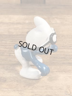 70年代頃のゴーグルをしたスーパースマーフのビンテージのPVCフィギュア