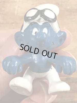 70年代頃のゴーグルをしたスーパースマーフのビンテージのPVCフィギュア