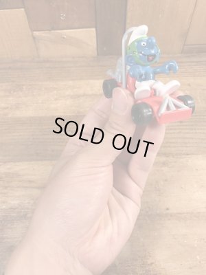 80’sのゴーカートに乗ったスーパースマーフのヴィンテージのPVC製フィギュア