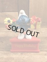 Schleich Smurf “Present” PVC Figure　スマーフ　ビンテージ　PVCフィギュア　台座付き　70年代