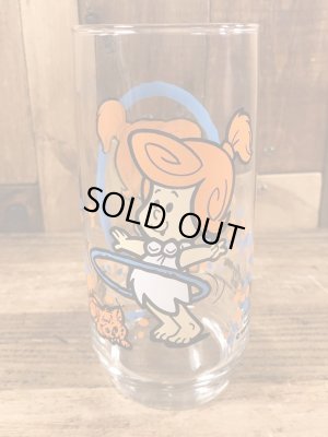 80’sのフリントストーンキッズのウィルマのヴィンテージのガラスコップ