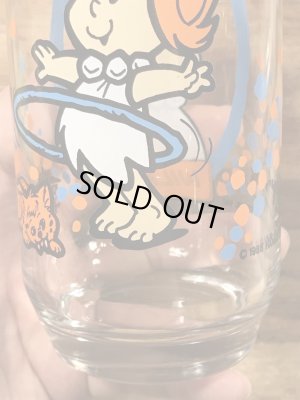 80’sのフリントストーンキッズのウィルマのヴィンテージのガラスコップ