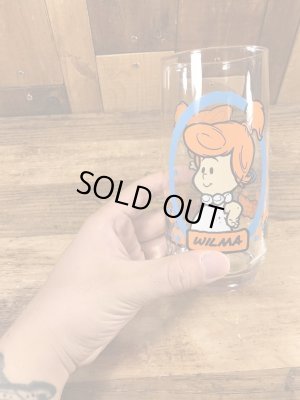 80’sのフリントストーンキッズのウィルマのヴィンテージのガラスコップ