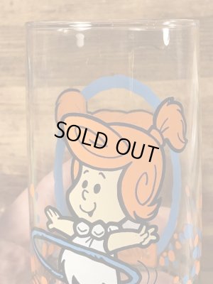 80年代頃のフリントストーンキッズのウィルマのビンテージのグラス