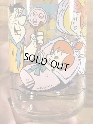 90’sのフリントストーンのヴィンテージのガラスコップ