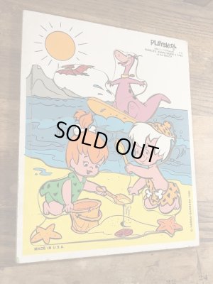 80年代頃のフリントストーンのビンテージのウッドパズル