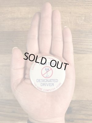 80年代頃のI Am The Designated Driverのメッセージが書かれたビンテージの缶バッジ