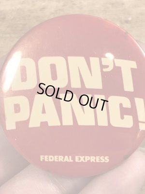 80年代頃のDon't Panic!のメッセージが書かれたヴィンテージの缶バッチ