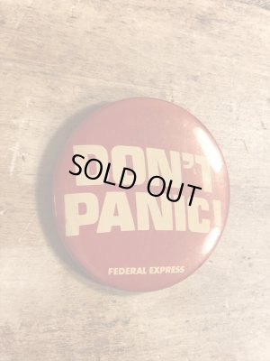 80年代頃のDon't Panic!のメッセージが書かれたヴィンテージの缶バッチ