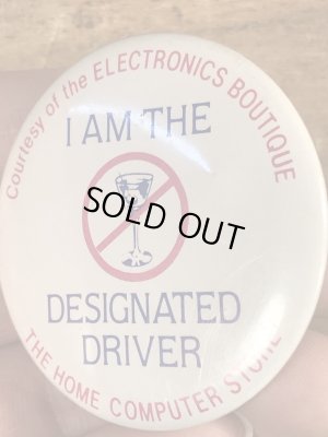 80’sのI Am The Designated Driverのメッセージが書かれたヴィンテージの缶バッチ