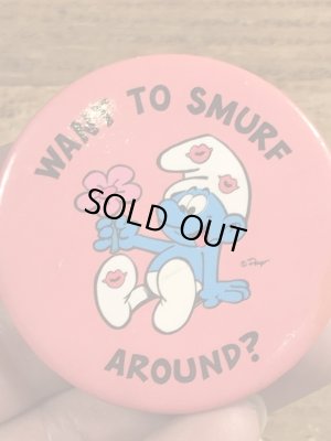 80年代頃のスマーフのビンテージの缶バッジ