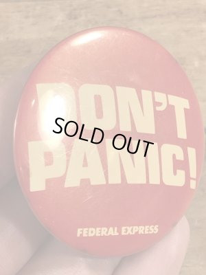 80年代頃のDon't Panic!のメッセージが書かれたヴィンテージの缶バッチ