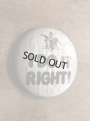 80年代頃のアンハイザーブッシュビールのメッセージが書かれたビンテージの缶バッジ