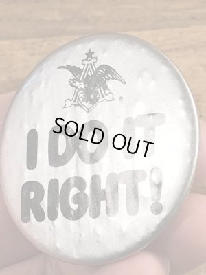 80’sのアンハイザーブッシュビールのメッセージが書かれたヴィンテージの缶バッチ