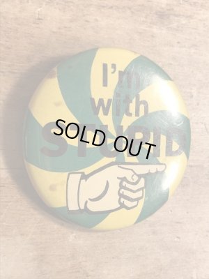 80年代頃のI'm With Stupidのメッセージが書かれたヴィンテージの缶バッチ