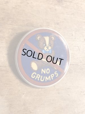 80年代頃のNo Grumpsのメッセージが書かれたヴィンテージの缶バッチ