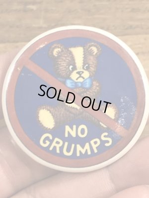 80年代頃のNo Grumpsのメッセージが書かれたヴィンテージの缶バッチ