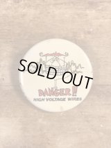 Danger!! High Voltage Wires Pinback　メッセージ　ビンテージ　缶バッジ　缶バッチ　80年代