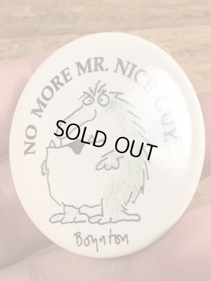 80’sのSandra BoyntonのNo More Mr. Nice Guy.のヴィンテージの缶バッチ