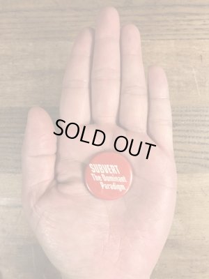 80年代頃のSubvert The Dominant Paradigmのメッセージが書かれたビンテージの缶バッジ