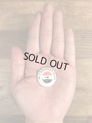 80年代頃のBe A Designated Driverのメッセージが書かれたビンテージの缶バッジ