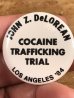 80’sのJohn Z. Deloreanのコカイン密売裁判のヴィンテージの缶バッチ