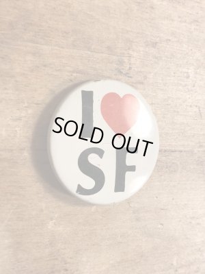 80年代頃のI Love SFのメッセージが書かれたビンテージの缶バッジ