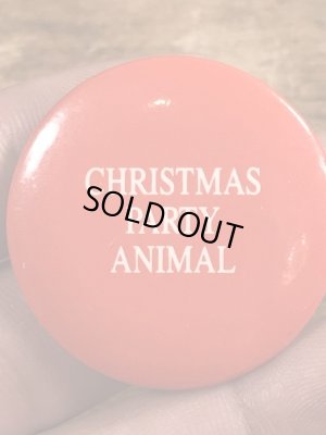80年代頃のChristmas Party Animalのメッセージが書かれたビンテージの缶バッジ