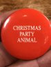 80年代頃のChristmas Party Animalのメッセージが書かれたビンテージの缶バッジ