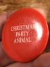 80'sのChristmas Party Animalのメッセージが書かれたヴィンテージの缶バッチ