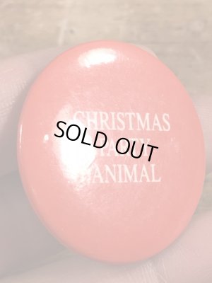 80年代頃のChristmas Party Animalのメッセージが書かれたビンテージの缶バッジ