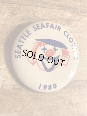 80年代のシーフェアクラウンのビンテージの缶バッジ