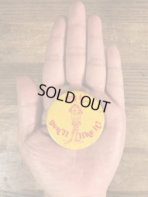 70年代頃のメッセージが書かれたビンテージの缶バッジ