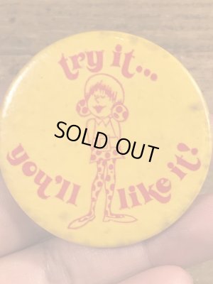 70年代頃のメッセージが書かれたビンテージの缶バッジ