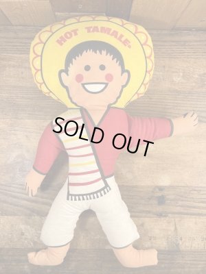 企業キャラクターのホットタマレキッドのぬいぐるみ