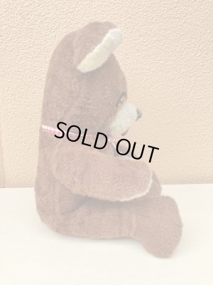 50〜60年代の赤チェックリボンのくまのぬいぐるみ