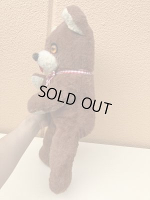 50〜60年代の赤チェックリボンのくまのぬいぐるみ