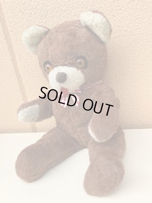 50〜60年代の赤チェックリボンのくまのぬいぐるみ