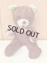 Gingham Check Ribbon Old Teddy Bear　くま　ビンテージ　ぬいぐるみ　ブラウン　オールド　テディベア　50〜60年代