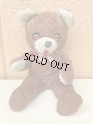 50〜60年代の赤チェックリボンのくまのぬいぐるみ