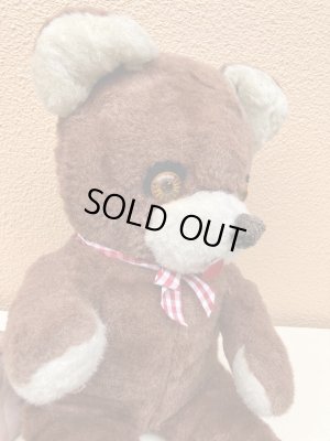 50〜60年代の赤チェックリボンのくまのぬいぐるみ