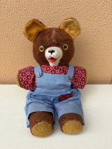 Vintage Rubber Nose Teddy Bear Plush Doll　くま　ビンテージ　ぬいぐるみ　ラバーノーズ　オーバーオール　オールド　テディベア　50〜60年代