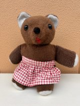 Vintage Richard G. Krueger Teddy Bear Plush Doll　ギンガムチェック　エプロン　くま　ビンテージ　ぬいぐるみ　オールド　テディベア　60〜70年代