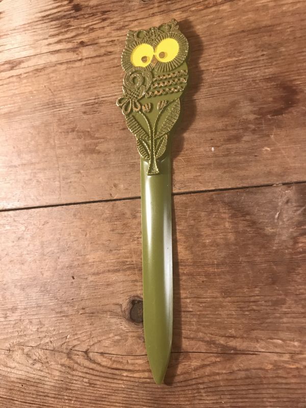 Owl Letter Opener Plastic Paper Knife フクロウ ビンテージ レターオープナー ペーパーナイフ 70年代