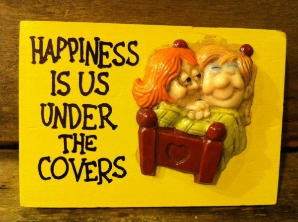 画像1: 1970’s　Message Wall Tapestry　~ Happiness is Us Under the Covers ~  (1)